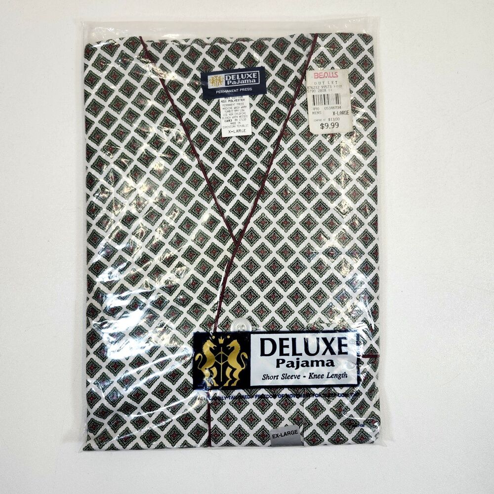 Deluxe Pajamas Men’s XL Vintage New NOS Bealls Outlet Short Sleeve Knee Length